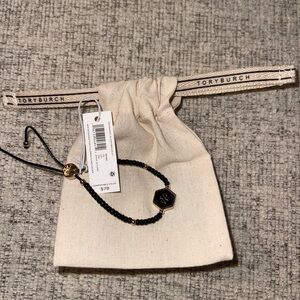 Tory Burch Black Beaded Bracelet with Gold Accents NWT